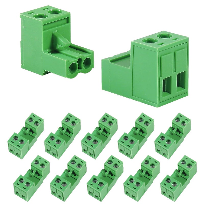 Meimom 10PCS 2 Pin 5.08mm Pitch Pluggable PCB Angle Screw Terminal Block Plug Connector Socket Panel Mount DIY with 10Pcs 2 Pin Phoenix Plug - Image 1